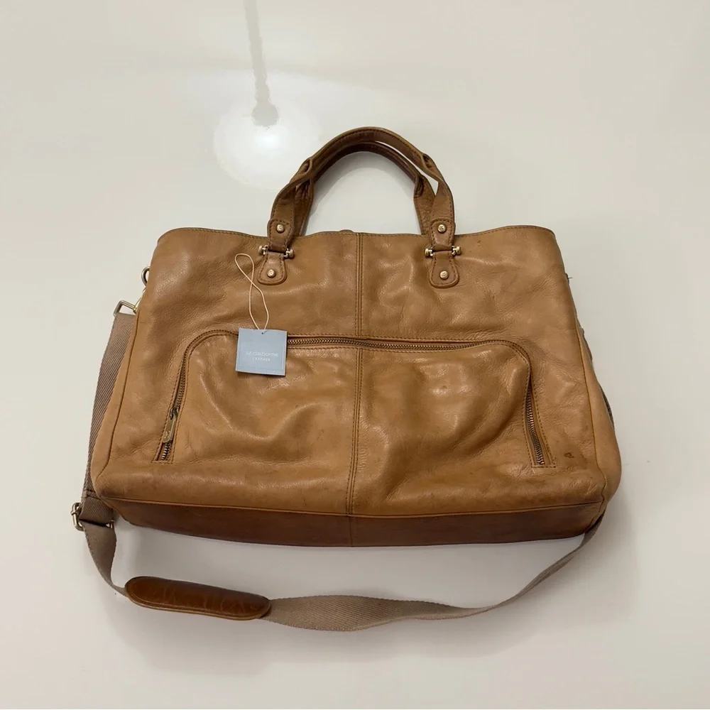 Liz Claiborne Tan Leather Briefcase